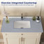 36" Rectangular Single Bathroom Vanity Top in White with Sink Faucet Hole/Backsplash/Overflow (Top Only)