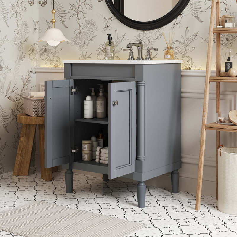 Meuble-lavabo 24 po avec lavabo supérieur, Gris