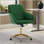 Chaise de bureau ergonomique réglable avec mousse à mémoire de forme, base dorée et soutien lombaire pour un confort optimal même en position assise prolongée.