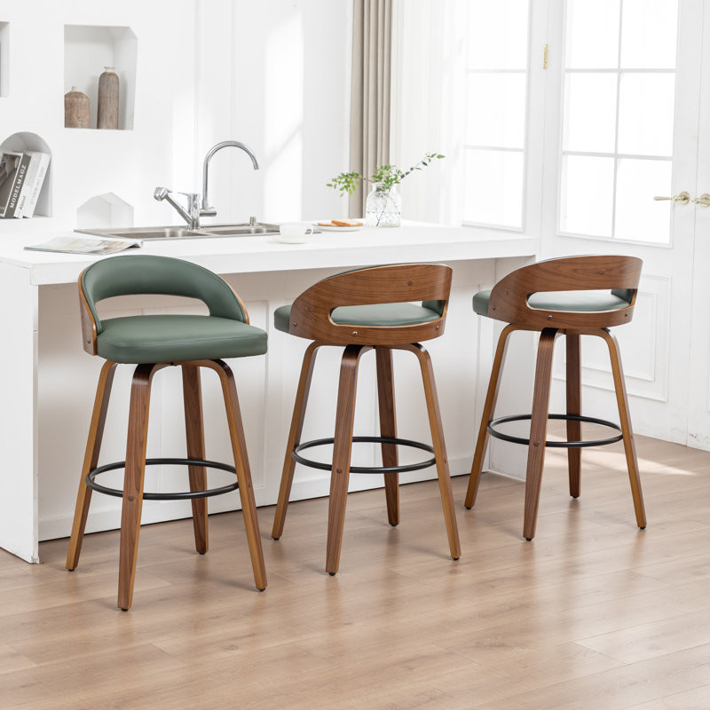 Ensemble de tabourets pivotants 3 pièces Carmavy, Tabouret de bar (siège d'une hauteur de 30 po), Vert