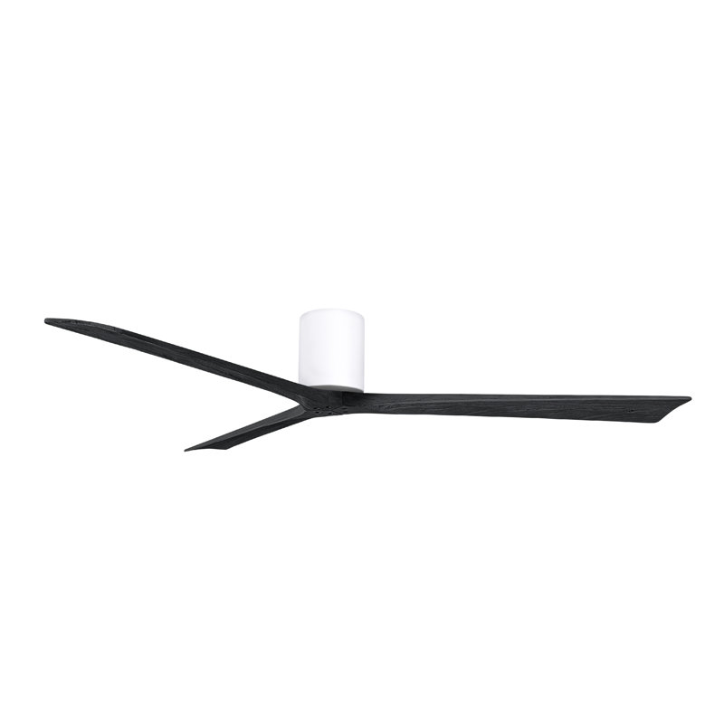 Ventilateur de plafond à 3 pales Olivier, Blanc brillant, Noir mat, 72"