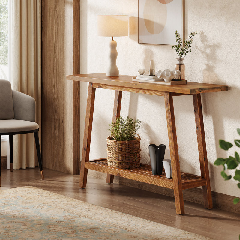 83.8cm Solid Wood Console Table, Brown
