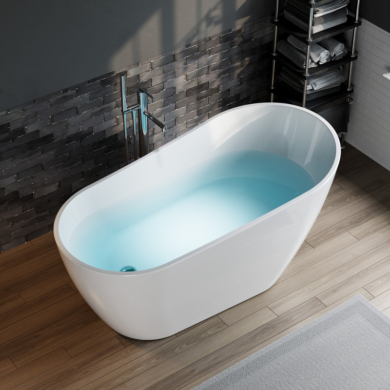 59" x 31" Freestanding Soaking Acrylic Slipper Bathtub