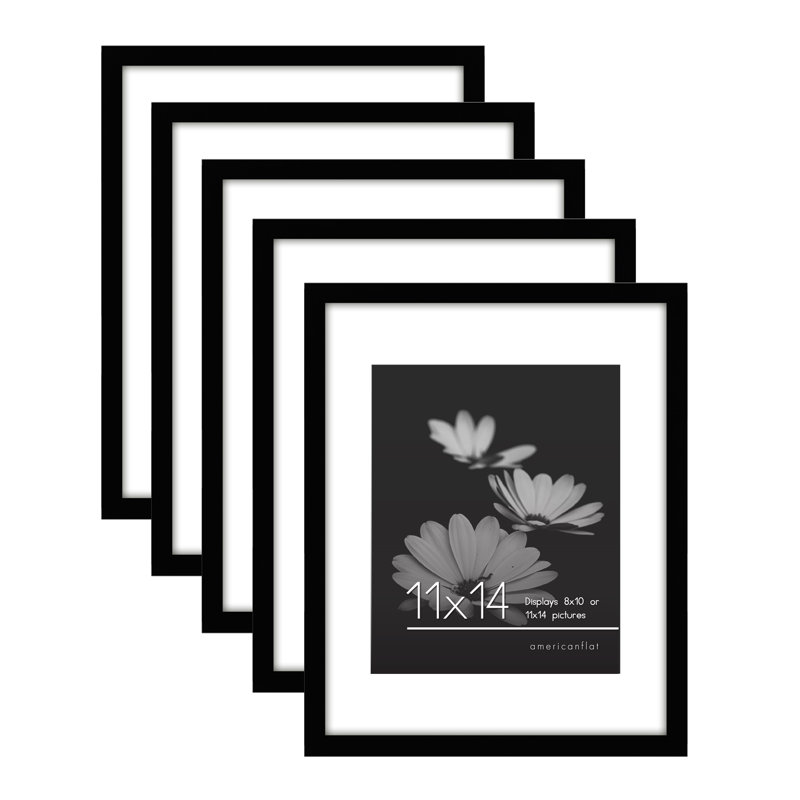 Cadres muraux avec passe-partout Gallery, 8" x 12" with mat for 6" x 8", Noir