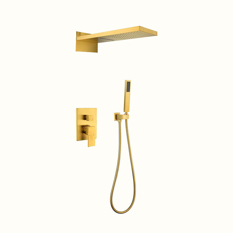 Système de douche complet avec valve brute, Or brossé