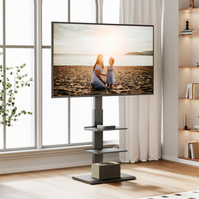 Floor-standing Tv Stand With Double-layer Adjustable Shelves, Suitable For 32-70 Inches