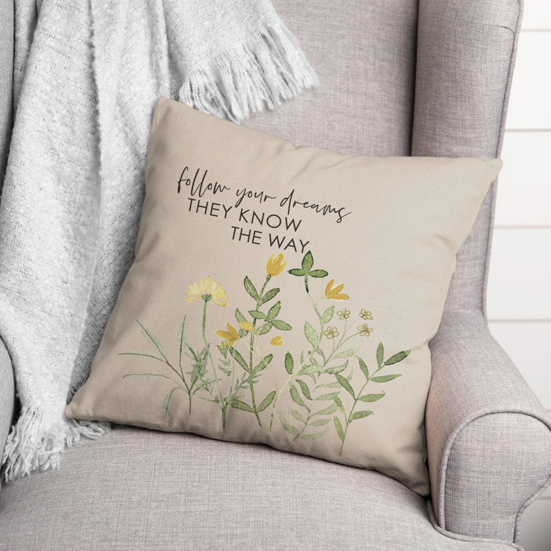Floral Reversible Throw Pillow, 16" x 16"