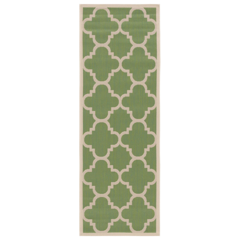 Arneshia Geometric Green Indoor / Outdoor Area Indoor/Outdoor Area Rug, Runner 2'3" x 8'