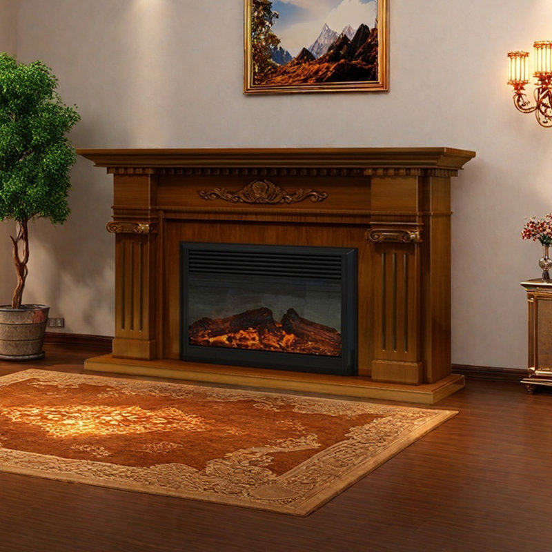 Foyer électrique européen à flamme rétro, H 47,24 po x l 70,86 po x P 12,59 po