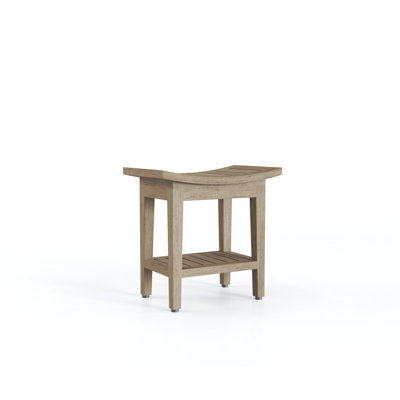Maluku Mist-Shield Teak Shower Bench with Shelf