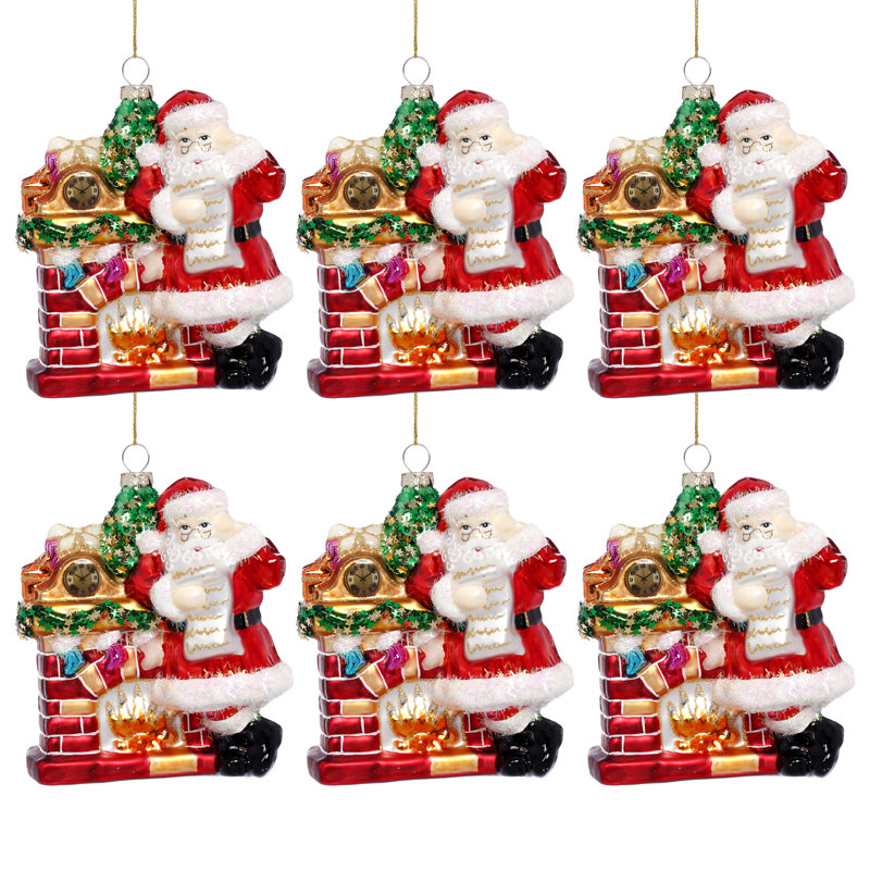 Santa By Fireplace Ornament, 5.5 Inches