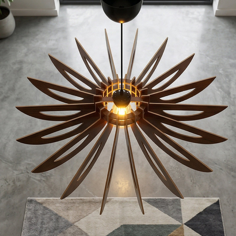 Lustre 2 lumières Johnnathon, Noyer, H 4,3 po x l 20,5 po x P 20,5 po