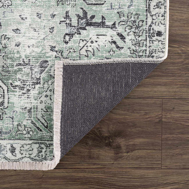 Tapis vert lavable à la machine Tiltonsville, Rectangle 6 pi 7 po x 9 pi