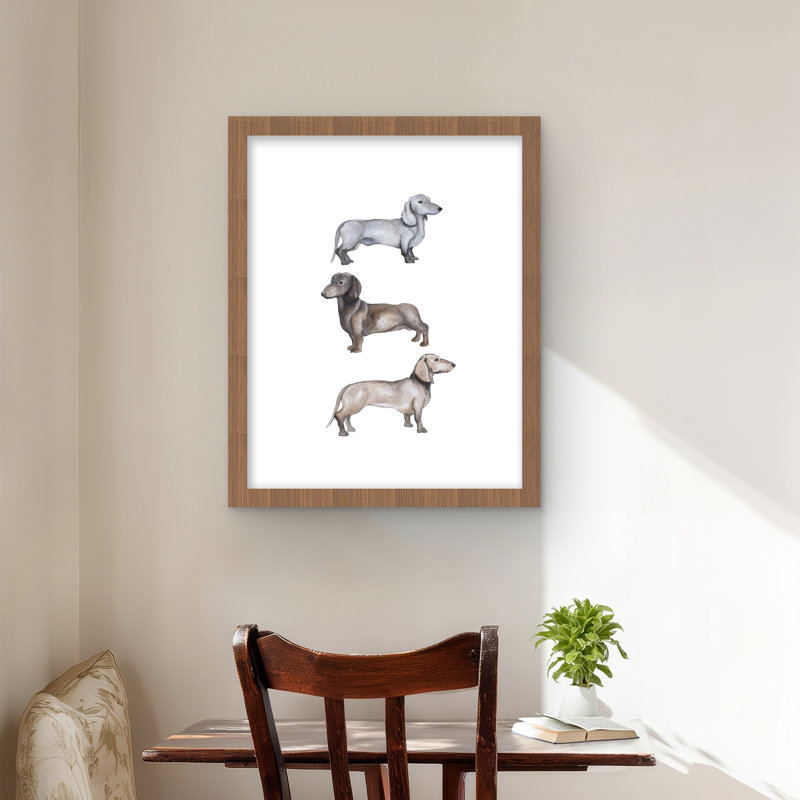 «Dachshund Dogs», reproduction encadrée - art décoratif