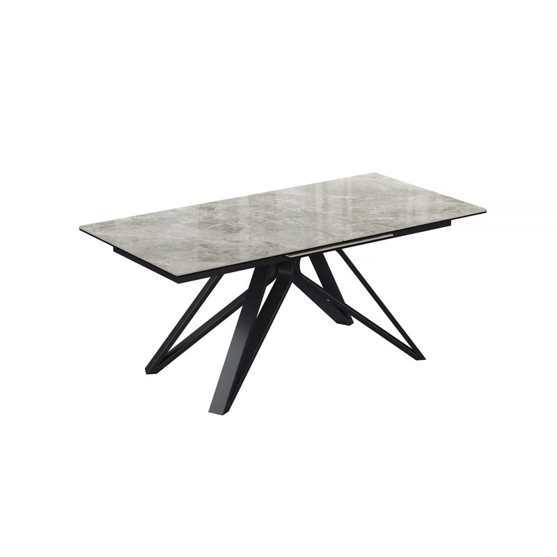 Baudouin 180-240cm Ceramic Extending Dining Table, Light Grey