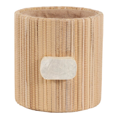 Porte-documents de bureau moderne en nacre tressée, idéal pour organiser votre chambre ou votre espace de travail (salle de bain ou cuisine) - 10 cm, beige et ivoire