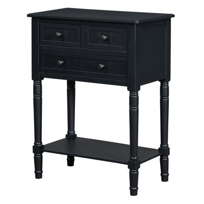 Narrow Console Table, Slim Sofa Table With Three Storage Drawers And Bottom Shelf