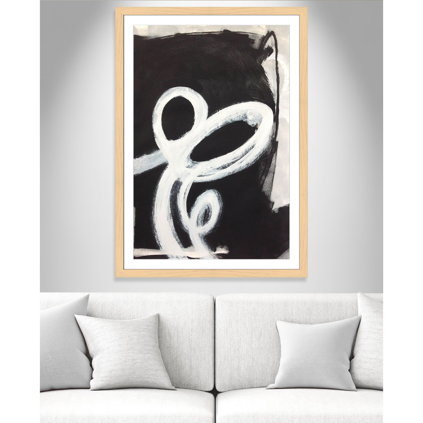 Bronte "Swirly Swirls II" Print, 49" H x 35" W x 1.25" D, Natural Cube Frame Matted