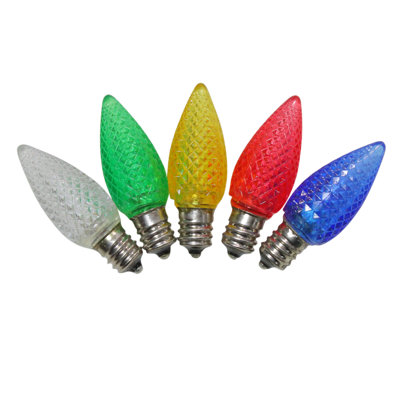 Club Faceted Transparent Multi LED C7 Christmas Replacement Bulbs