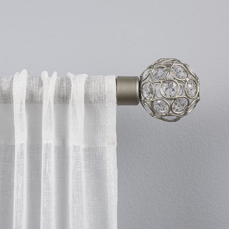Breene Adjustable Single Curtain Rod, 36" - 72", Silver