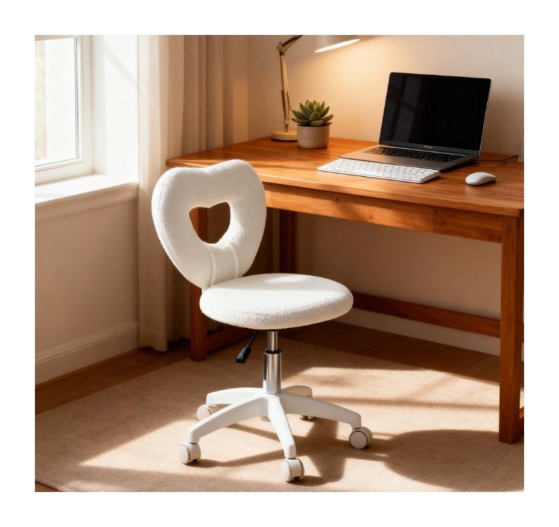 Chaise de bureau pivotante blanche à roulettes