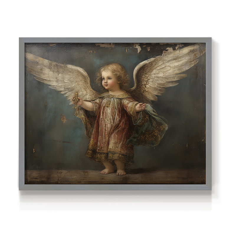 Angels From Above-XLIX - Reproduction encadrée - Restickable, Gris, H 22 po x l 28 po