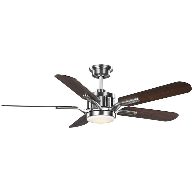 Claret 54'' Ceiling Fan with LED Lights, Brushed Nickel with Black Blades