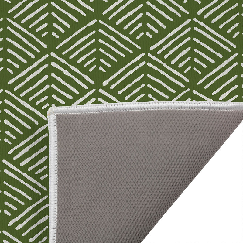Tapis de toilette rectangulaire absorbant et antidérapant Tribal Dreamer, Olive Green