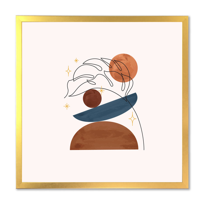 «Organic Abstract with Tropical Leaf On Beige I», reproduction d'art sur toile tropicale, H 16 po x l 16 po x P 1 po