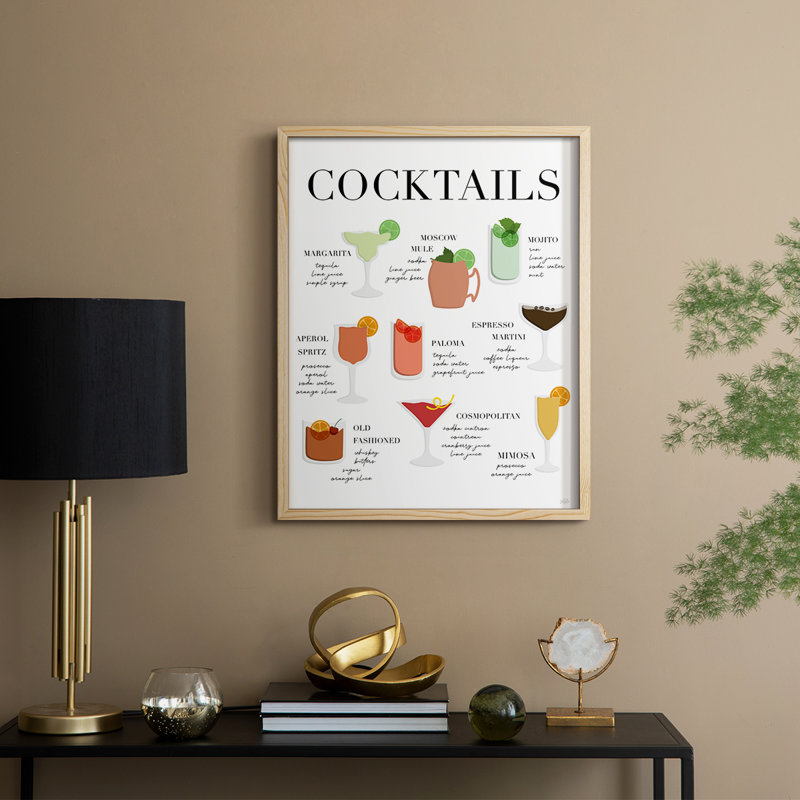 Impression de tableau de cocktail - bois massif, Naturel, H 21 po x l 17 po