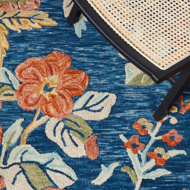 Tapis bleu / orange Aireen 133, Carré 5 pi