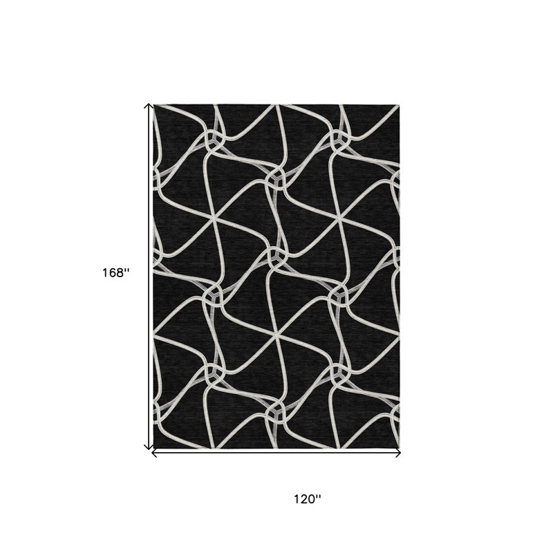 Tapis intérieur et extérieur lavable noir et ivoire 10 pi x 14 pi