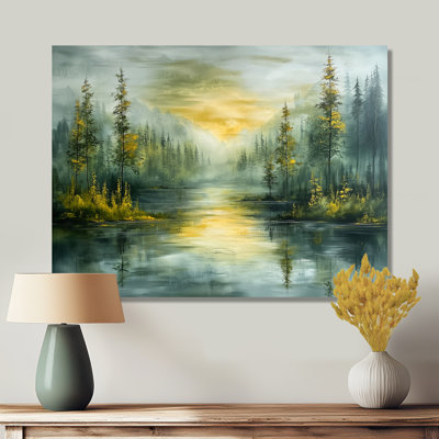 Mélodie silencieuse du lac au bord de la forêt en été - art mural forêt