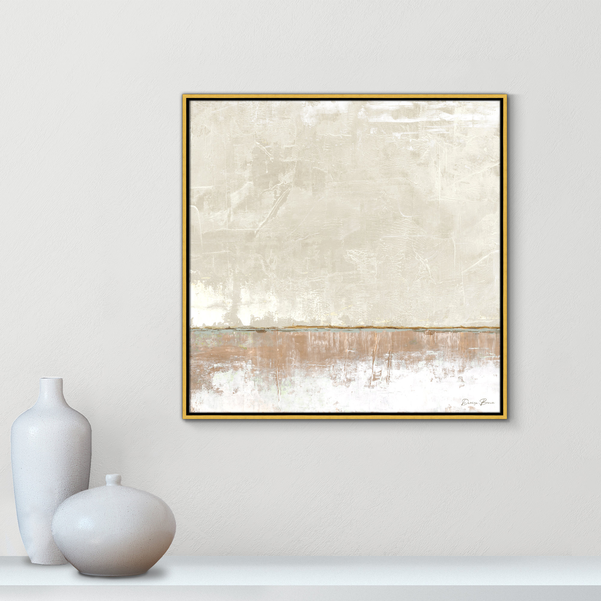 Better Days 2 - Floater Frame Print on Canvas, 31.5" H x 31.5" W, Gold