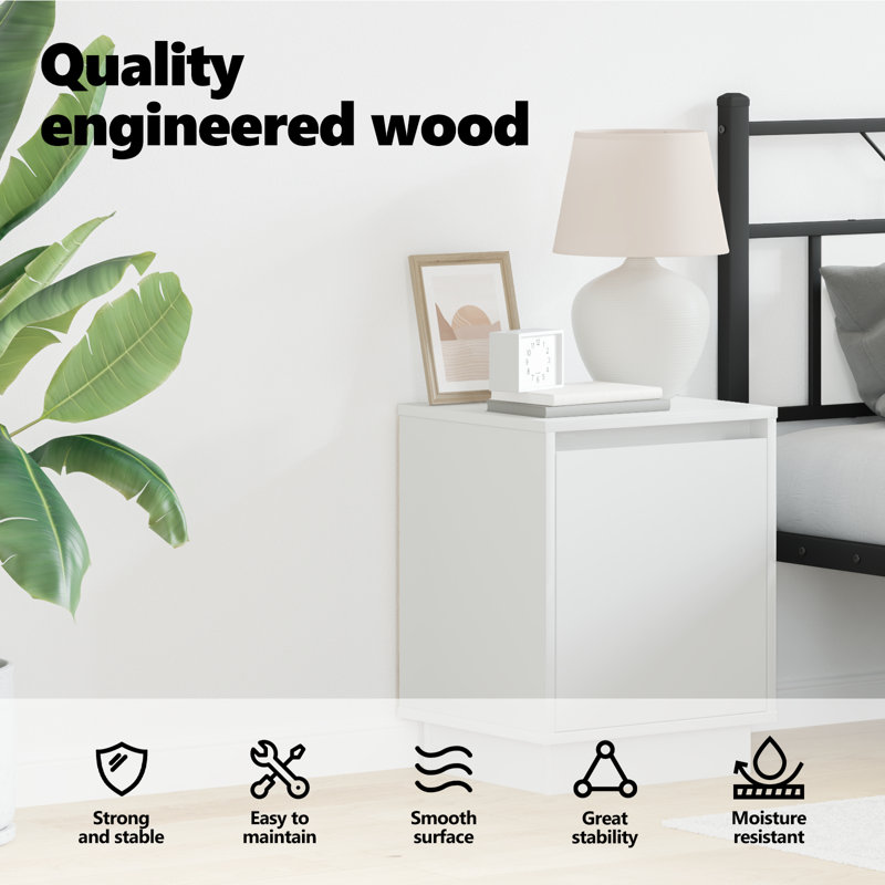 Bedside Cabinet 39 X 34.5 X 50 Cm Engineered Wood, White