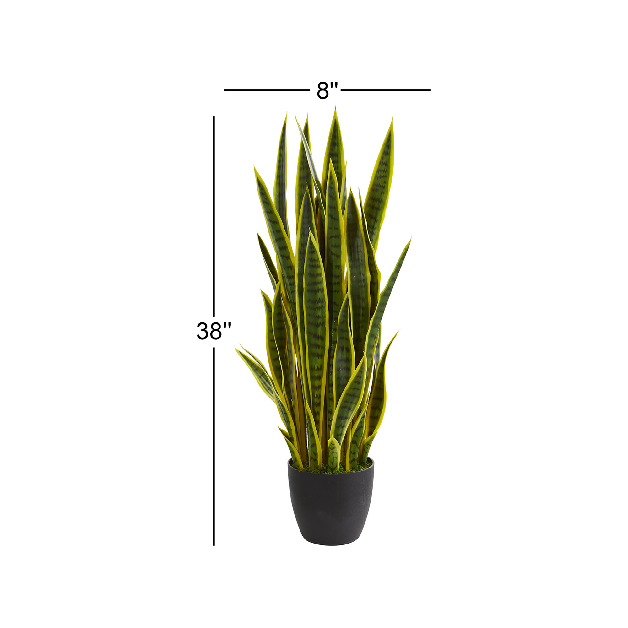 38'' Faux Snake Plant (Sansevieria) Succulent in Planter, Yellow