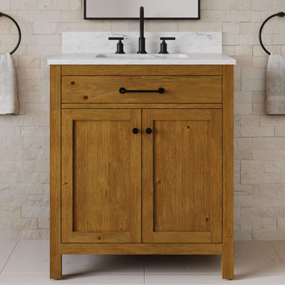  Pista 30 in. Single Sink Freestanding Sierra Oak Bath Vanity with Carrara White Engineered Marble Top (Assembled)