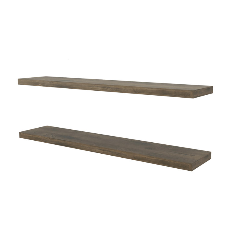 Greer Floating Shelf in Melamine x2, Dark Brown, Dark Brown