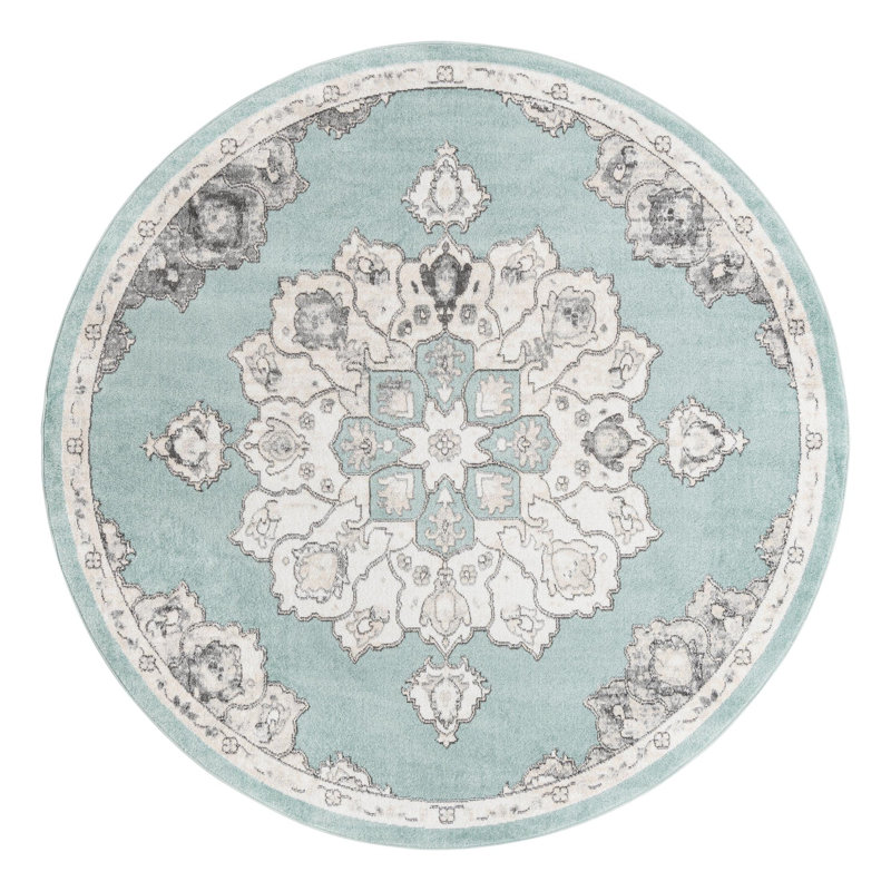 Tapis oriental oriental turquoise, Rond 7 pi 10 po