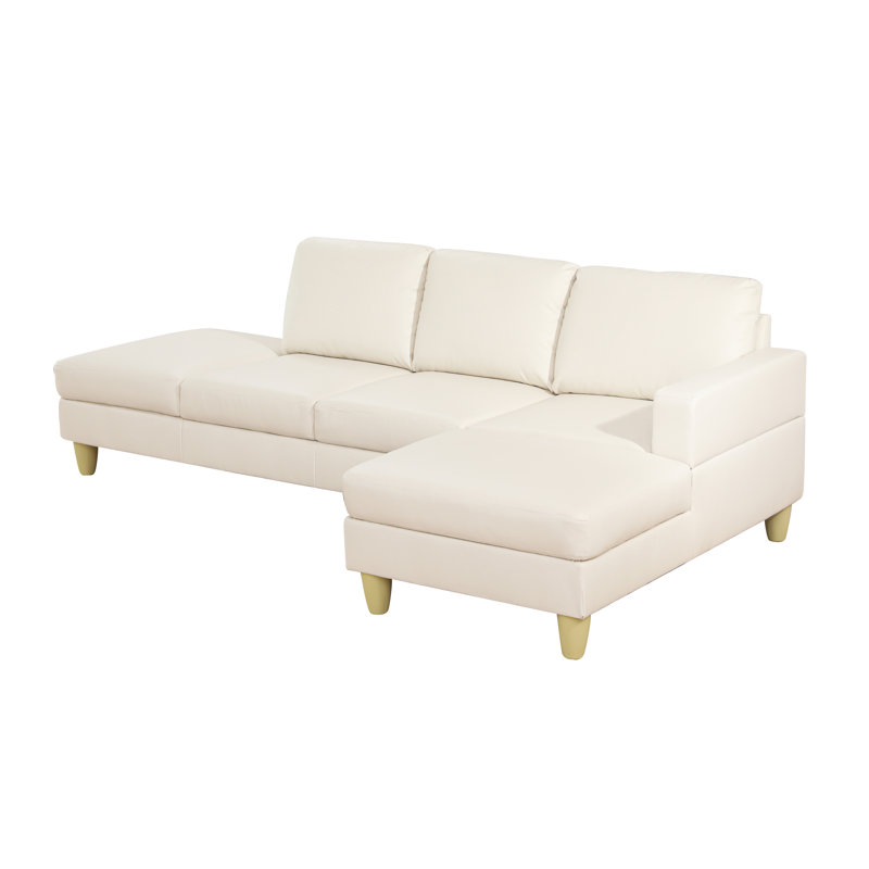 Kerriana Faux Leather Sectional, Right Hand Facing, Cream Faux Leather