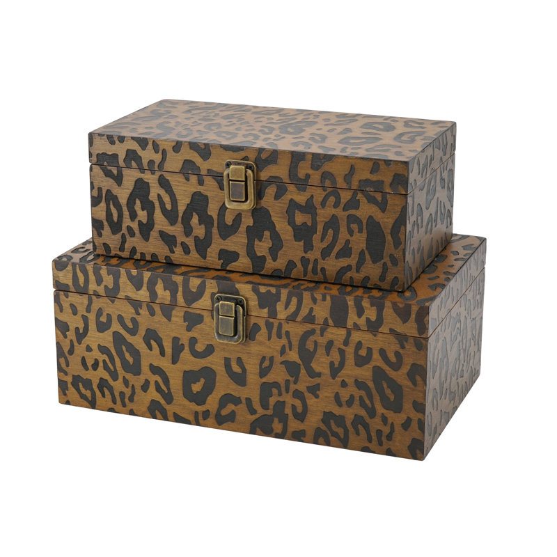 S/2 Wood Box L:12x7x4.5" S:10x6x3.5"