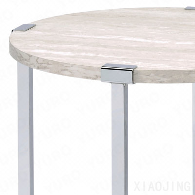 End Table, Brecon White Oak & Chrome Finish