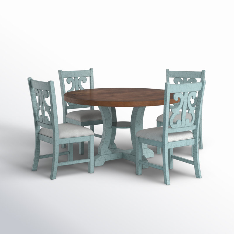Bella 4 - Person Pedestal Dining Set, Antique Light Blue