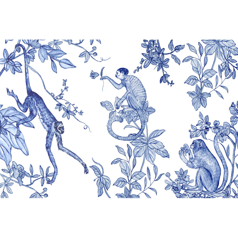 Blue Monkey Land Toile I 1 Piece Wrapped Canvas Wall Art, 76 cm H x 51 cm W