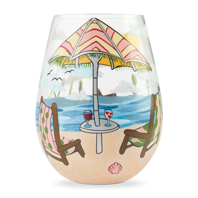 Verre à vin sans pied peint à la main 5 po Lolita Beach