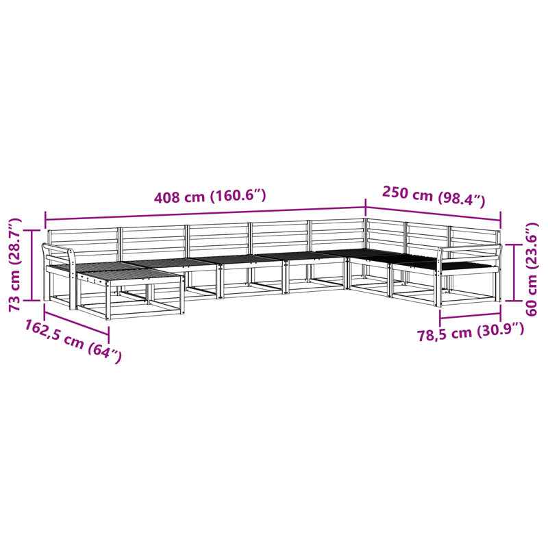 408 cm W Patio Corner Sofa Set