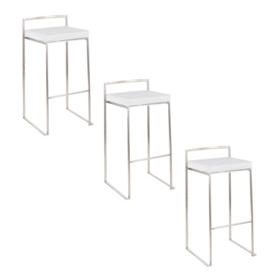 Ernestine Upholstered Stackable Bar & Counter Stool (Set of 3)