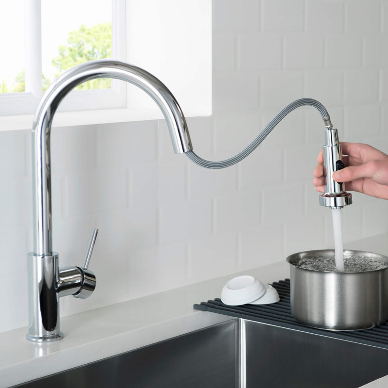 KIBI Casa Pull Down Kitchen Faucet, Chrome, With Soap Dispenser
