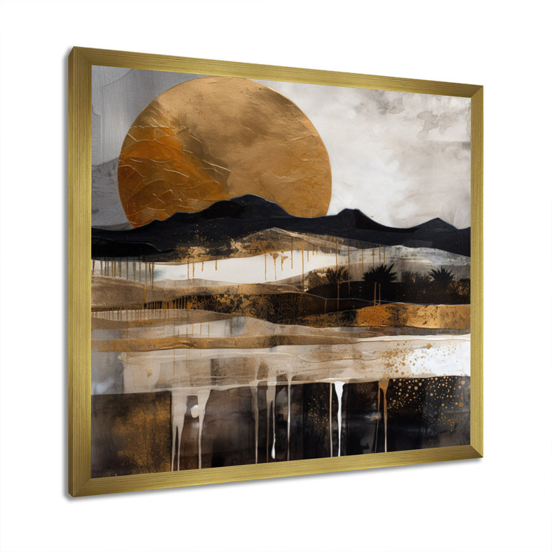 Calidia explorant la lune dorée en évolution IV, H 24 po x l 24 po x P 1 po, Cadre flottant doré