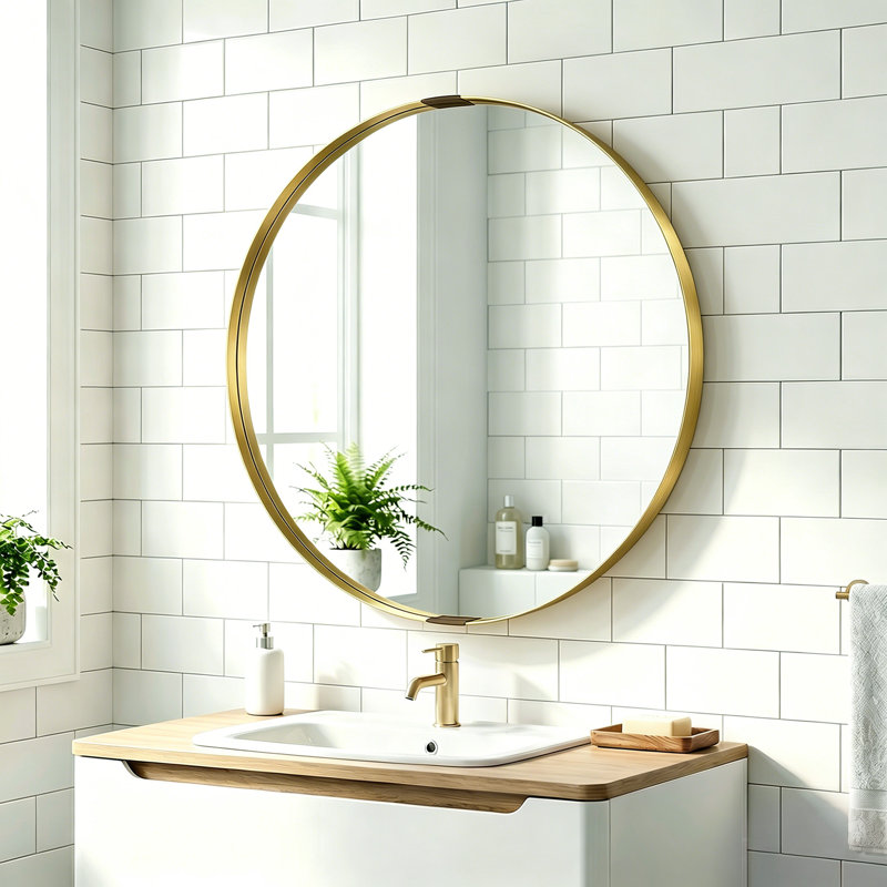 Aluminium Round Mirror, Gold